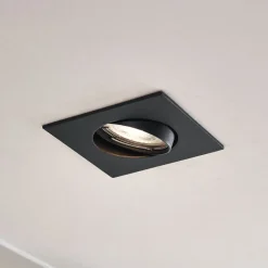 PRIOS Gang|Loftlamper>indbygningslampe Fibur, sort, 9 cm, GU10