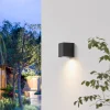 PRIOS Irfan udendørs væglampe, kantet, sort 10 cm