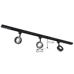 Jardani skinnesystem med 1 kredsløb 3 lyskilder sort^PRIOS