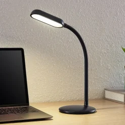 PRIOS LED genopladelig bordlampe Opira, sort, USB, touchdæmper