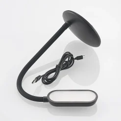 PRIOS LED genopladelig bordlampe Opira, sort, USB, touchdæmper