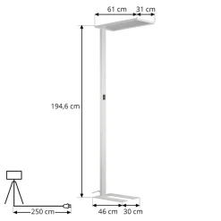 LED-gulvlampe til kontor Taronis, hvid, 195 cm, dæmpbar^PRIOS Sale