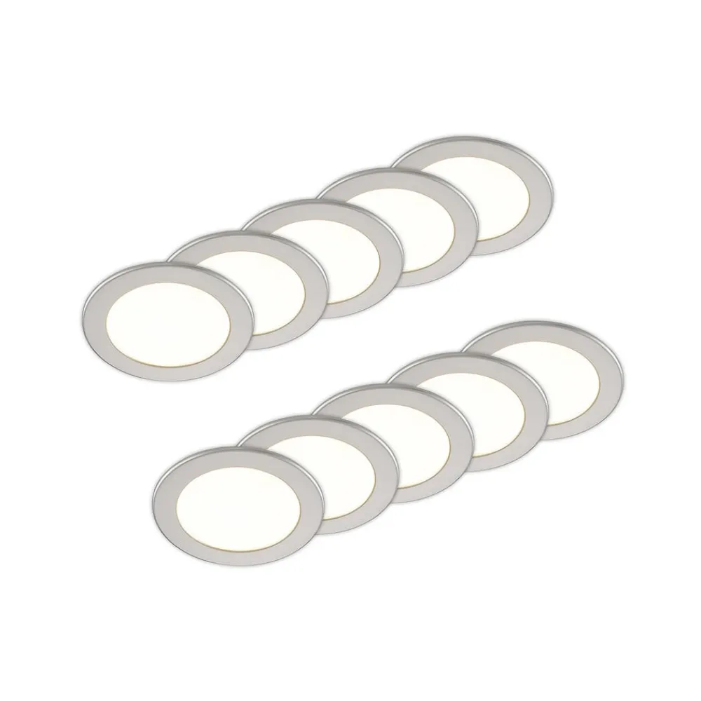 PRIOS LED-indbygningslampe Cadance, sølv, 17 cm, sæt med 10, CCT