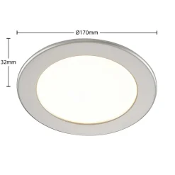 PRIOS LED-indbygningslampe Cadance, sølv, 17 cm, sæt med 10, CCT