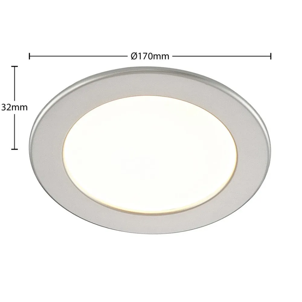PRIOS LED-indbygningslampe Cadance, sølv, 17 cm, sæt med 10, CCT