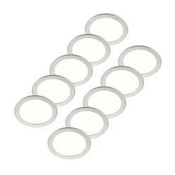 LED-indbygningslampe Cadance, sølv, 22 cm, sæt med 10, CCT^PRIOS Outlet