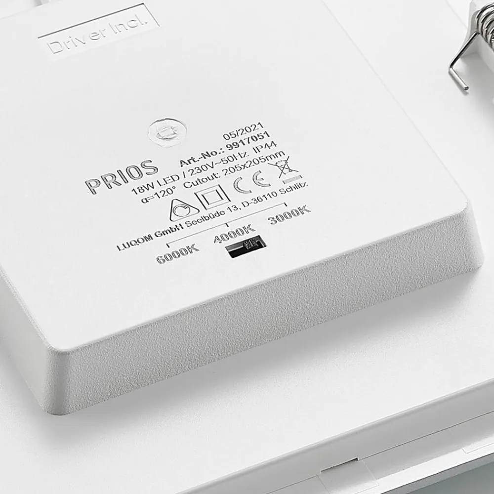 PRIOS LED-indbygningslampe Helina, sølv, 22 cm, 18 W, dæmpbar