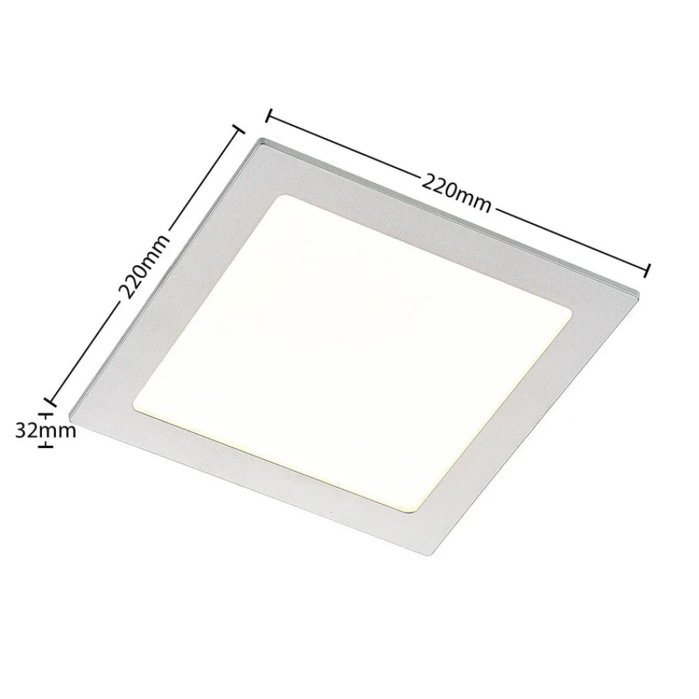 PRIOS LED-indbygningslampe Helina, sølv, 22 cm, 18 W, dæmpbar