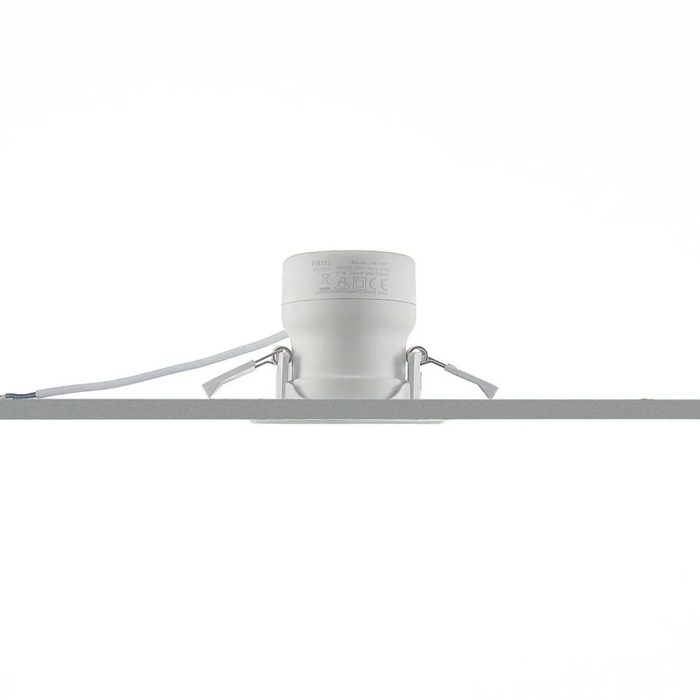 PRIOS LED-indbygningslampe Shima, hvid, 7 W, 3000K, dæmpbar