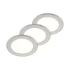 PRIOS LED-indbygningslampe Cadance, sølv, 17 cm, sæt med 3, CCT