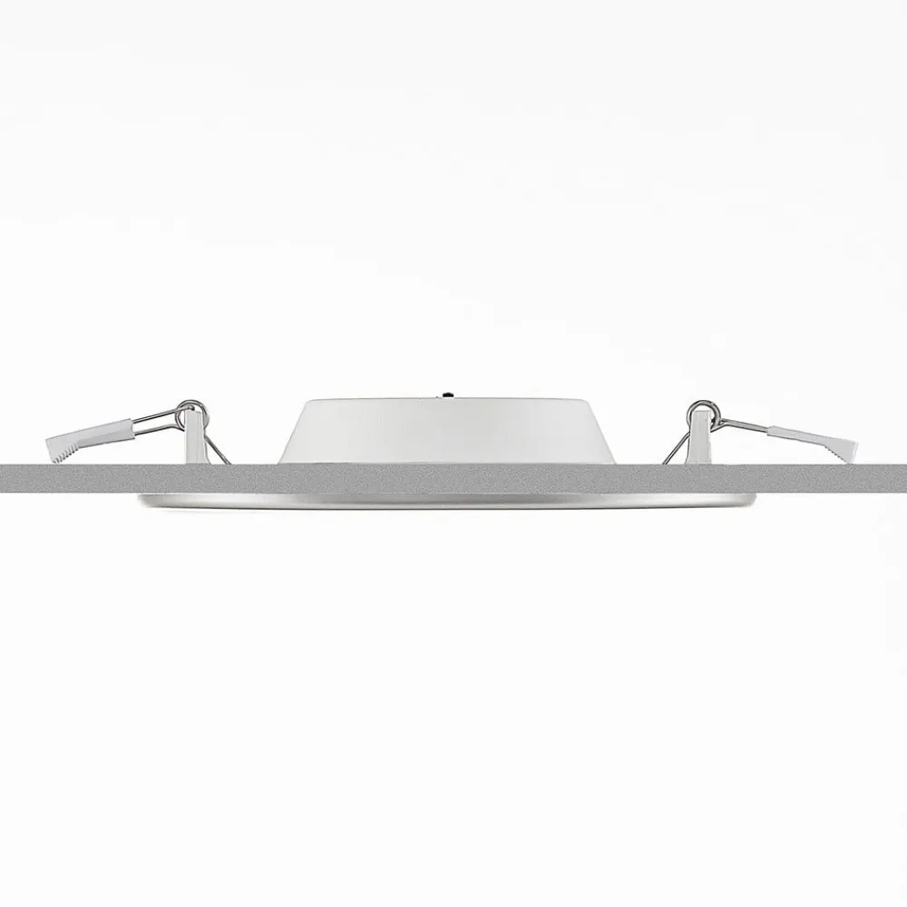 PRIOS LED-indbygningslampe Cadance, sølv, 17 cm, sæt med 3, CCT