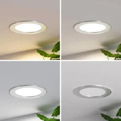 PRIOS LED-indbygningslampe Cadance, sølv, 17 cm, sæt med 3, CCT