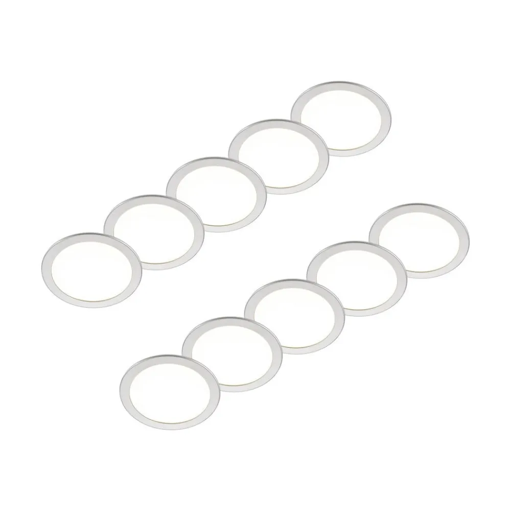 PRIOS Loftlamper|Indbygningsspots>LED-indbygningslampe Cadance, sølv, 24 cm, sæt med 10, CCT