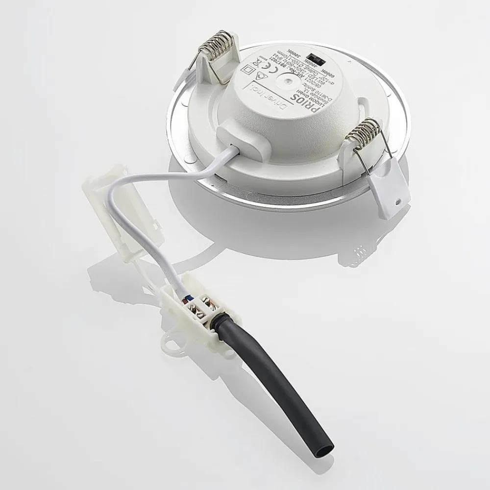 LED-indbygningslampe Cadance, sølv, 12 cm, sæt med 3, CCT^PRIOS New
