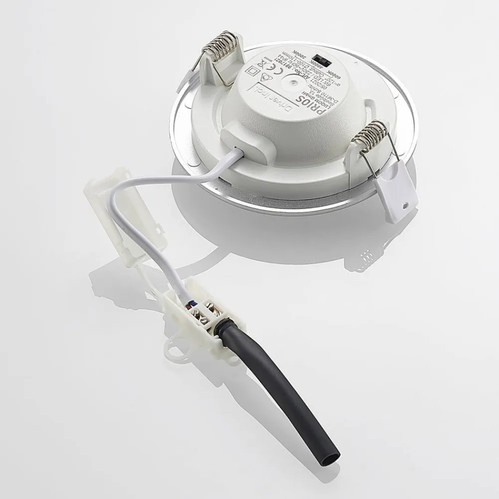 LED-indbygningslampe Cadance, sølv, 12 cm, sæt med 3, CCT^PRIOS New