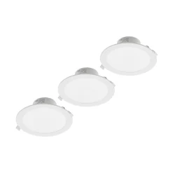 PRIOS Loftlamper>LED-indbygningslampe Rida, 3 enheder, hvid, 23 cm, 25W, CCT, IP44