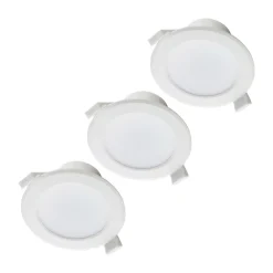 PRIOS Loftlamper>LED-indbygningslampe Rida, sæt med 3, hvid, 19 cm, CCT, IP44