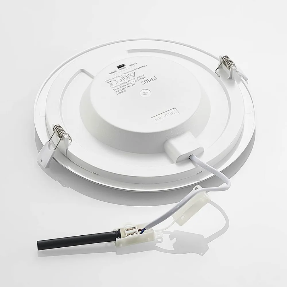 PRIOS LED-indbygningslampe Cadance, sølv, 24 cm, CCT, IP44