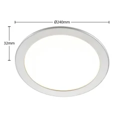 PRIOS LED-indbygningslampe Cadance, sølv, 24 cm, CCT, IP44