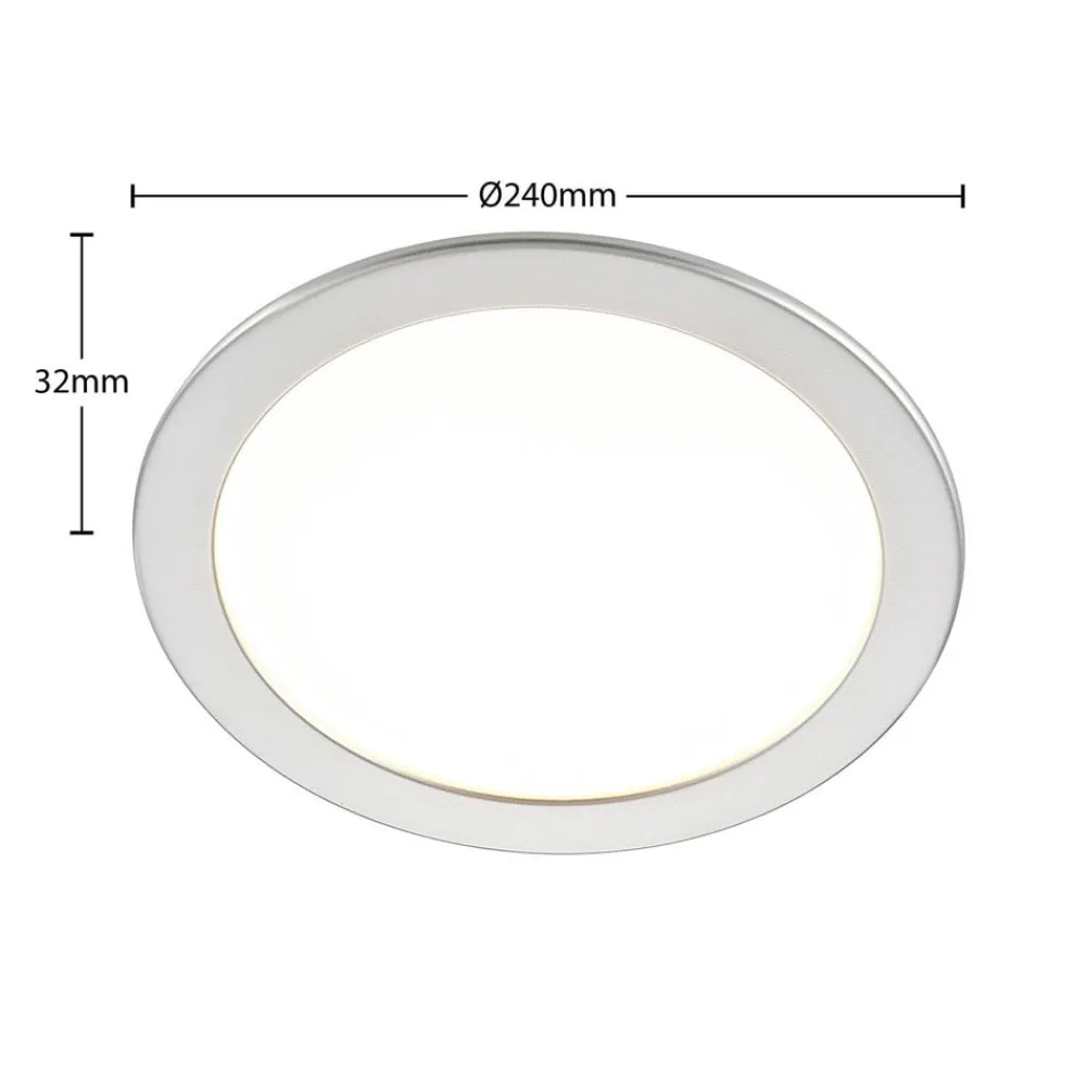 PRIOS LED-indbygningslampe Cadance, sølv, 24 cm, CCT, IP44