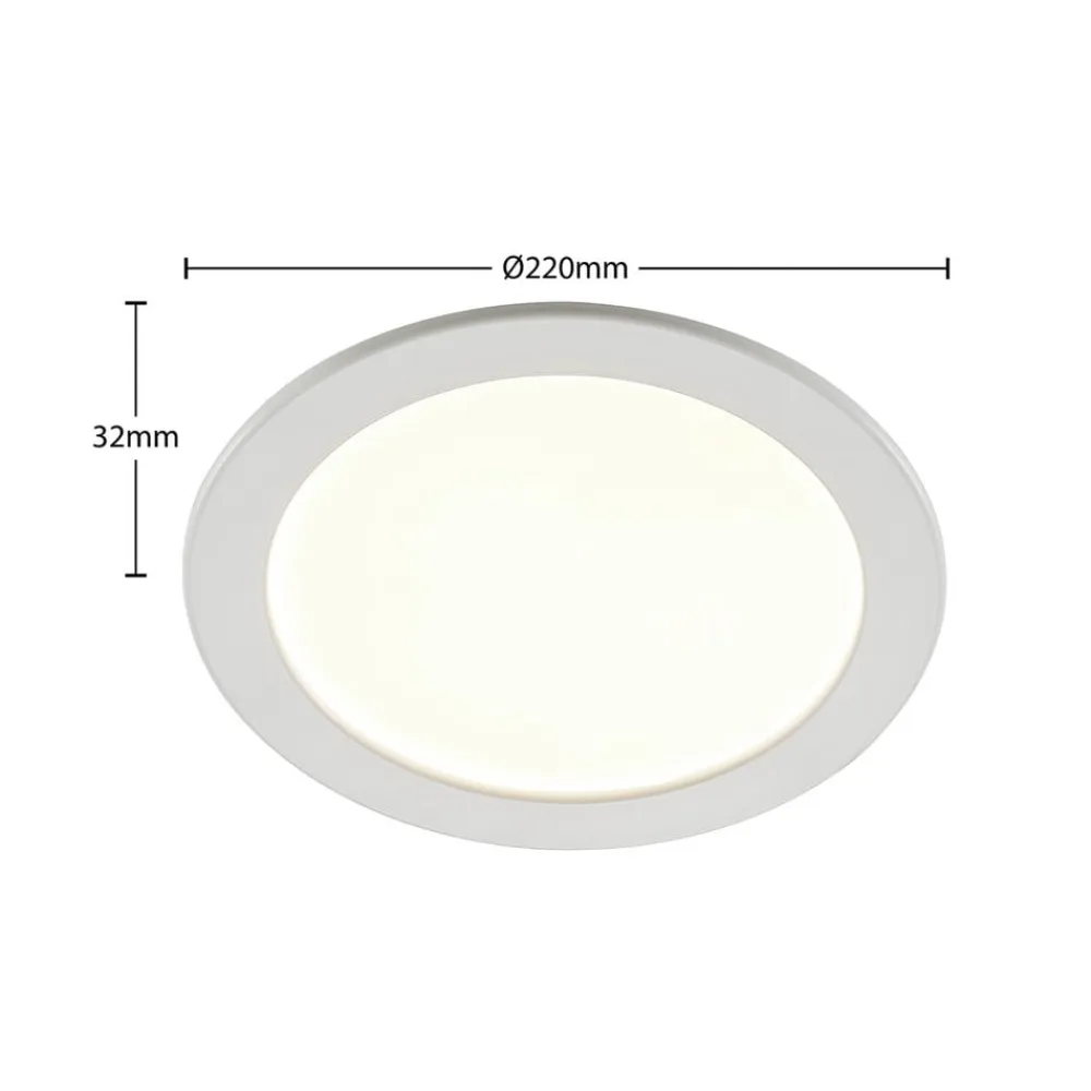 PRIOS LED-indbygningslampe Cadance, hvid, 22 cm, CCT, IP44