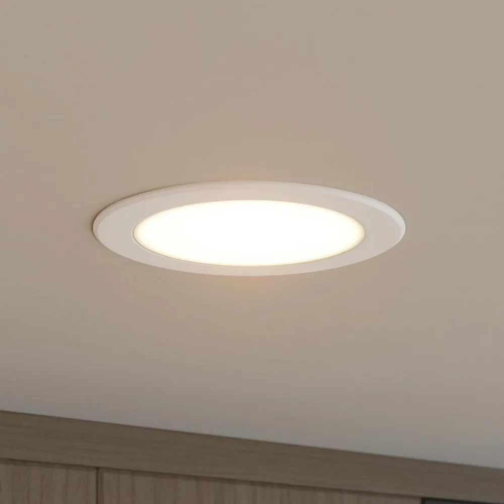 PRIOS LED-indbygningsspot Rida, hvid. Ø 15 cm, CCT, IP44