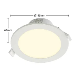 PRIOS LED-indbygningsspot Rida, hvid. Ø 15 cm, CCT, IP44