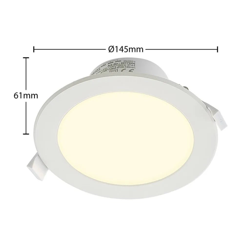 PRIOS LED-indbygningsspot Rida, hvid. Ø 15 cm, CCT, IP44