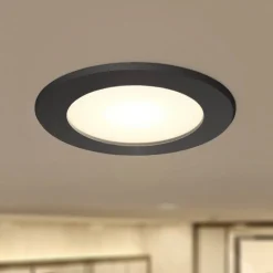 PRIOS LED-indbygningsspot Rida, sort, Ø 10 cm, CCT, IP44