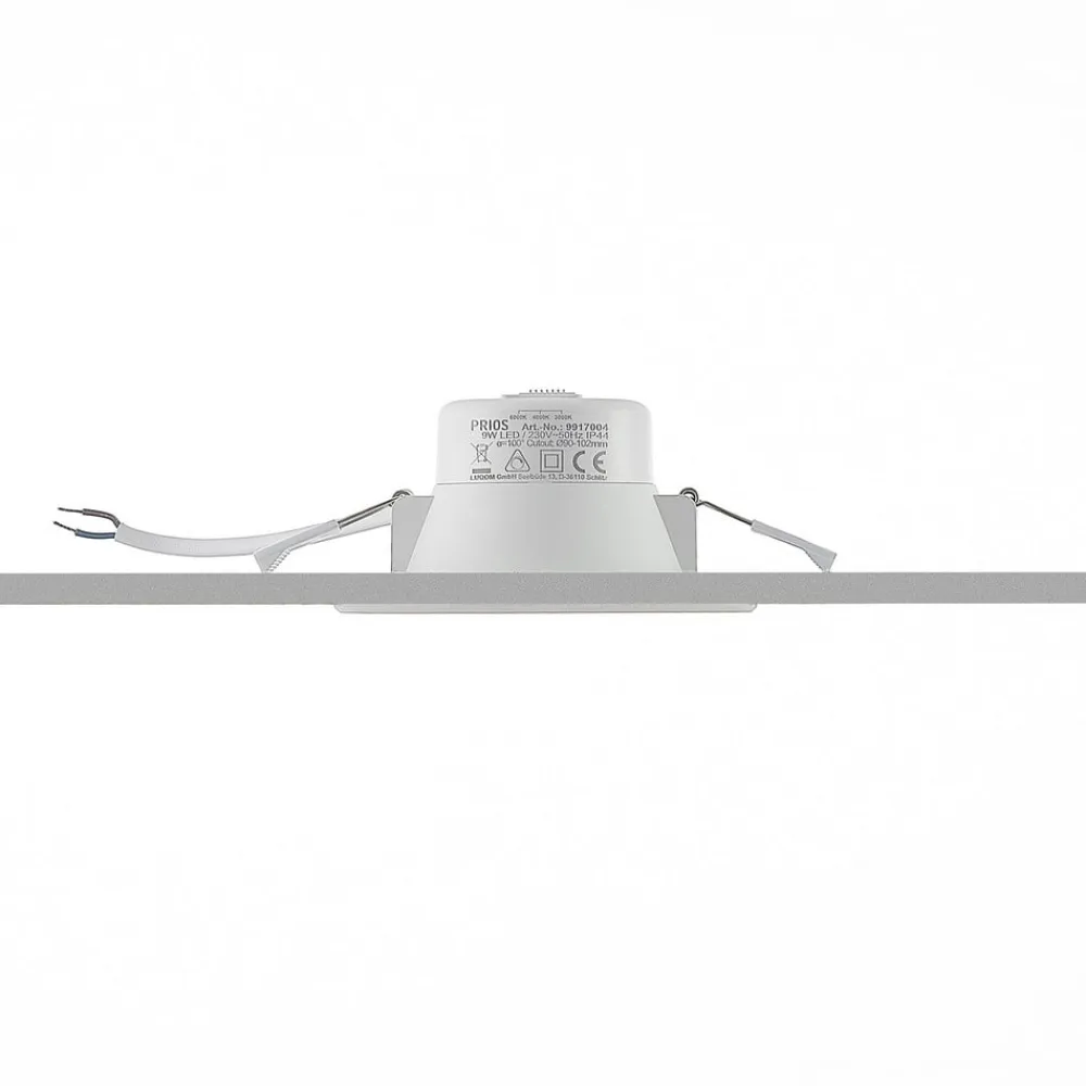 PRIOS LED-indbygningsspot Rida, hvid. Ø 12 cm, CCT, IP44