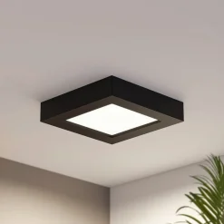 PRIOS LED-loftlampe Alette, sort, 12 W, CCT, dæmpbar