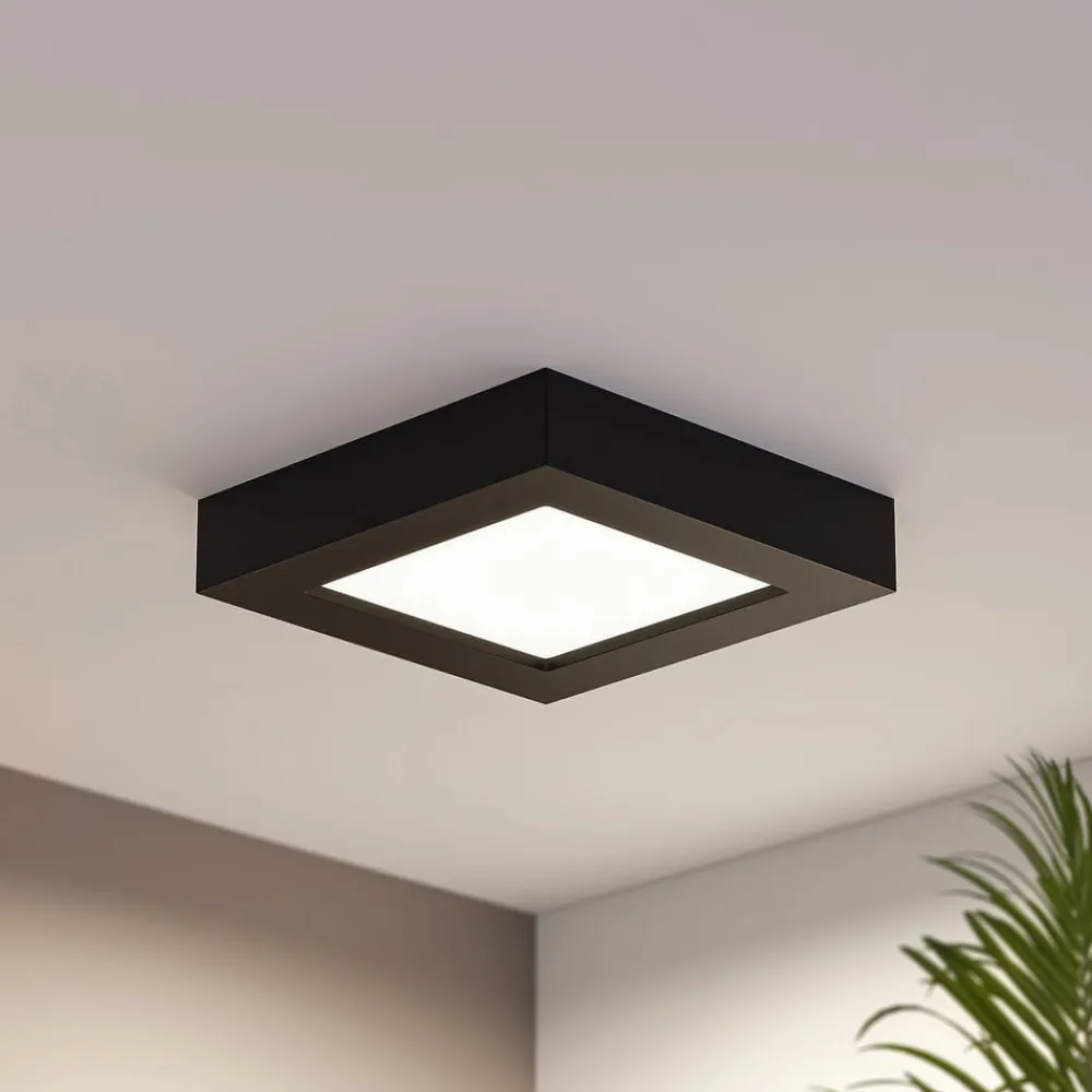 PRIOS LED-loftlampe Alette, sort, 12 W, CCT, dæmpbar