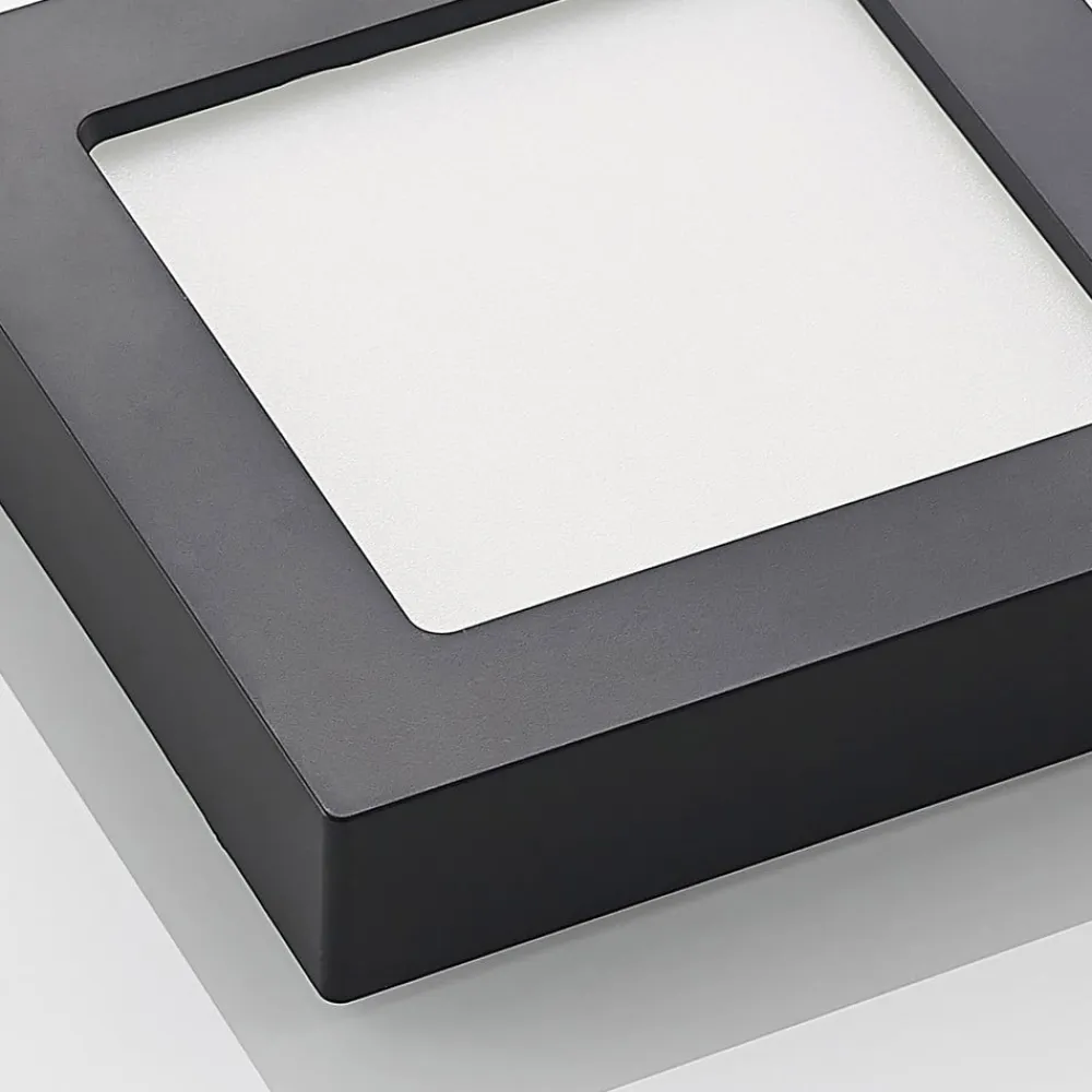 PRIOS LED-loftlampe Alette, sort, 12 W, CCT, dæmpbar