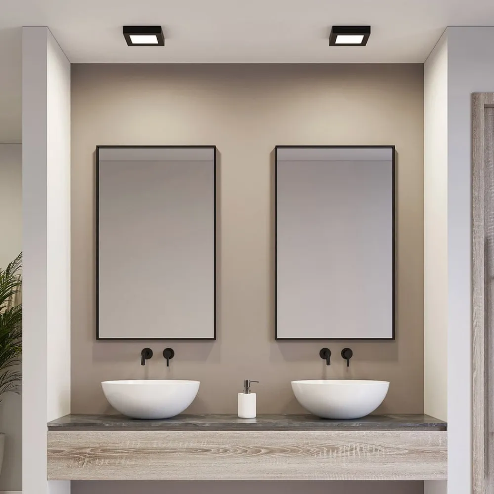 PRIOS LED-loftlampe Alette, sort, 12 W, CCT, dæmpbar