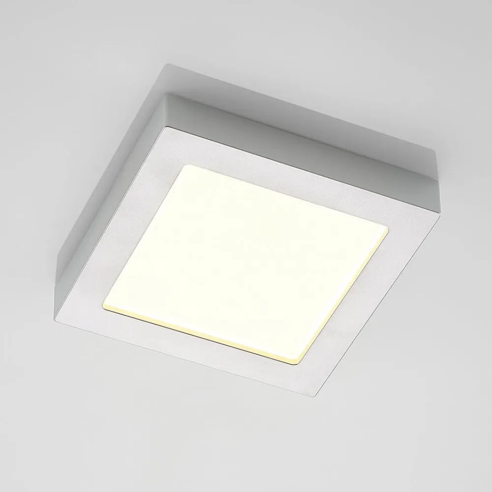 PRIOS LED-loftlampe Alette, sølv, 22,7 cm, 24W, dæmpbar