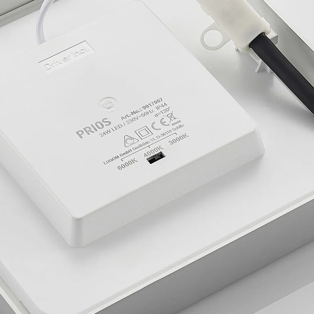 PRIOS LED-loftlampe Alette, sølv, 22,7 cm, 24W, dæmpbar