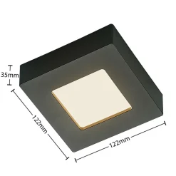 PRIOS LED-loftlampe Alette, sort, 6 W, CCT, dæmpbar