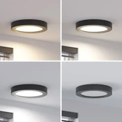 PRIOS Loftlamper|Loftlamper>LED-loftlampe Edwina, sort, 23 cm, CCT, IP44