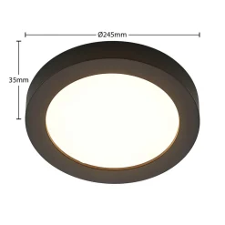 PRIOS LED-loftlampe Edwina, sort, 25 cm, CCT, IP44