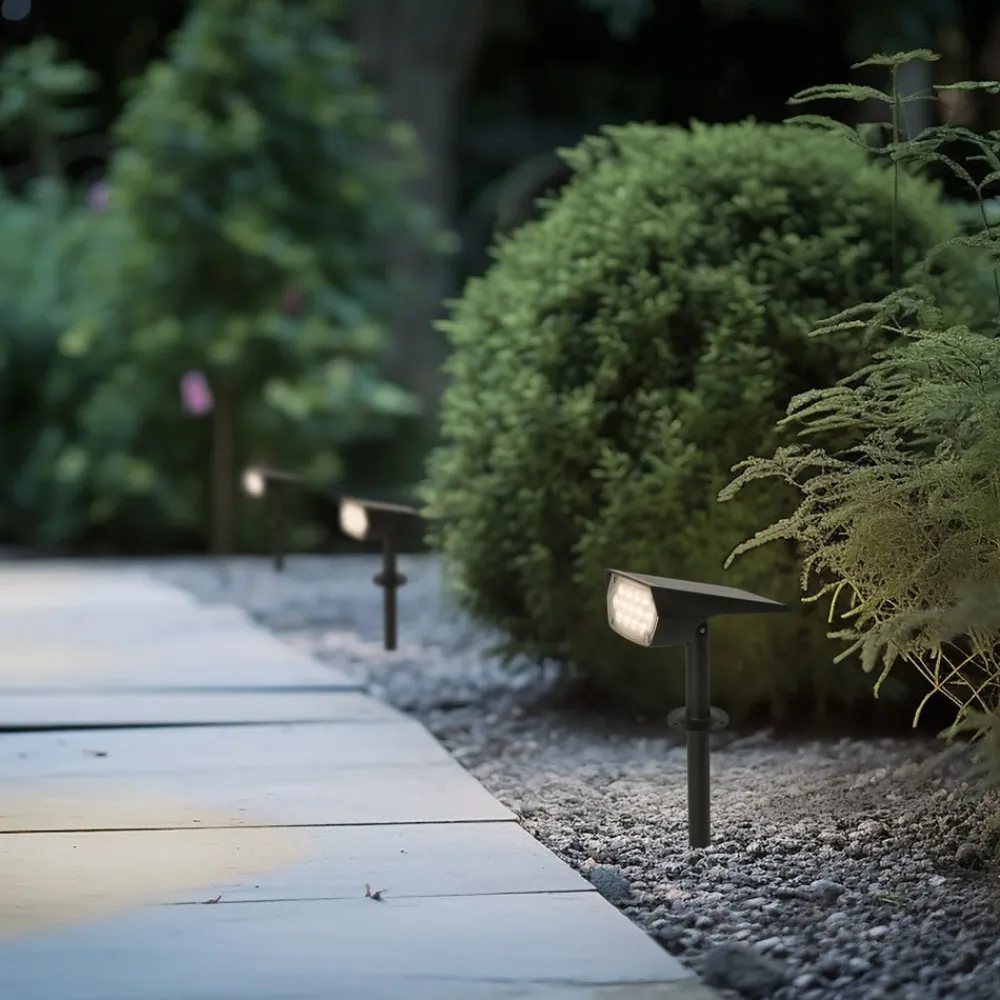 PRIOS LED-solspot Helier, 49 cm, sort, jordspyd