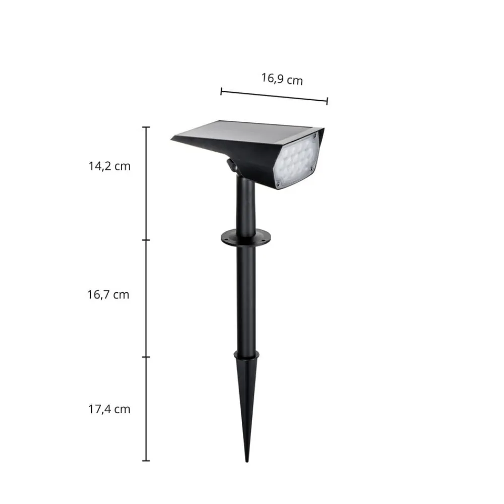PRIOS LED-solspot Helier, 49 cm, sort, jordspyd