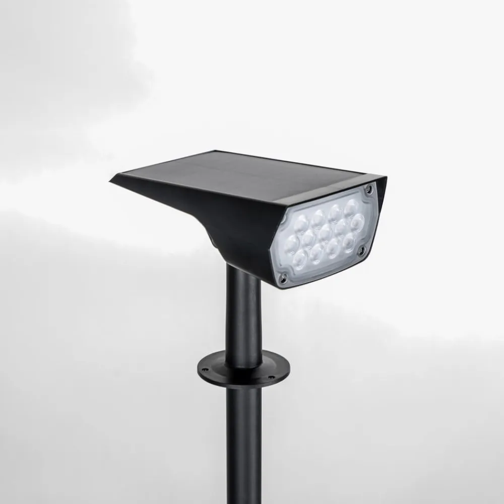 PRIOS LED-solspot Helier, 49 cm, sort, jordspyd