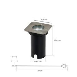 Riya nedgravningslampe, kantet, stål^PRIOS Hot