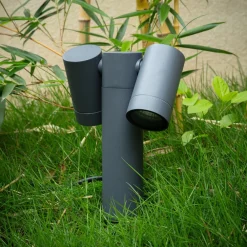 PRIOS Terrassebelysning|Udendørs Spot>spot med jordspyd Tulimar, 40 cm, antracit, 2 lyskilder