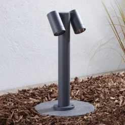 PRIOS Tulimar sokkellampe, 45 cm, antracit, 2 lyskilder, aluminium