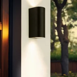 udendørs væglampe Tetje, sort, rund, 16 cm, sæt med 4 stk^PRIOS Best