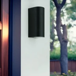 udendørs væglampe Tetje, sort, rund, 16 cm, sæt med 4 stk^PRIOS Best