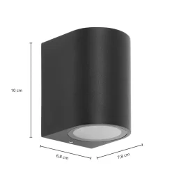 PRIOS udendørs væglampe Tetje, sort, rund, 10 cm