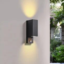PRIOS Væglampe Med Sensor|Væglamper>udendørs væglampe Tetje, sort, kantet, sensor, 2 stk