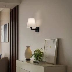 Opviq Profile 4659 væglampe, sort, hvid stofskærm